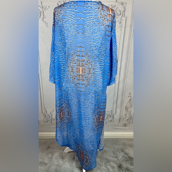 Luxury Two Piece Crocodile Pants Set Chiffon Kimono Kaftan Swimsuit Coverup. - Picture 8 of 14